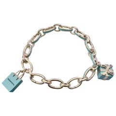 Tiffany & Co. Tiffany Blue Enamel Clasping Link Bracelet with Bag & Box Charms