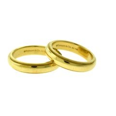 Tiffany & Co. Tiffany Double Milgrain 18k Yellow Gold Band Ring Two-Piece Set