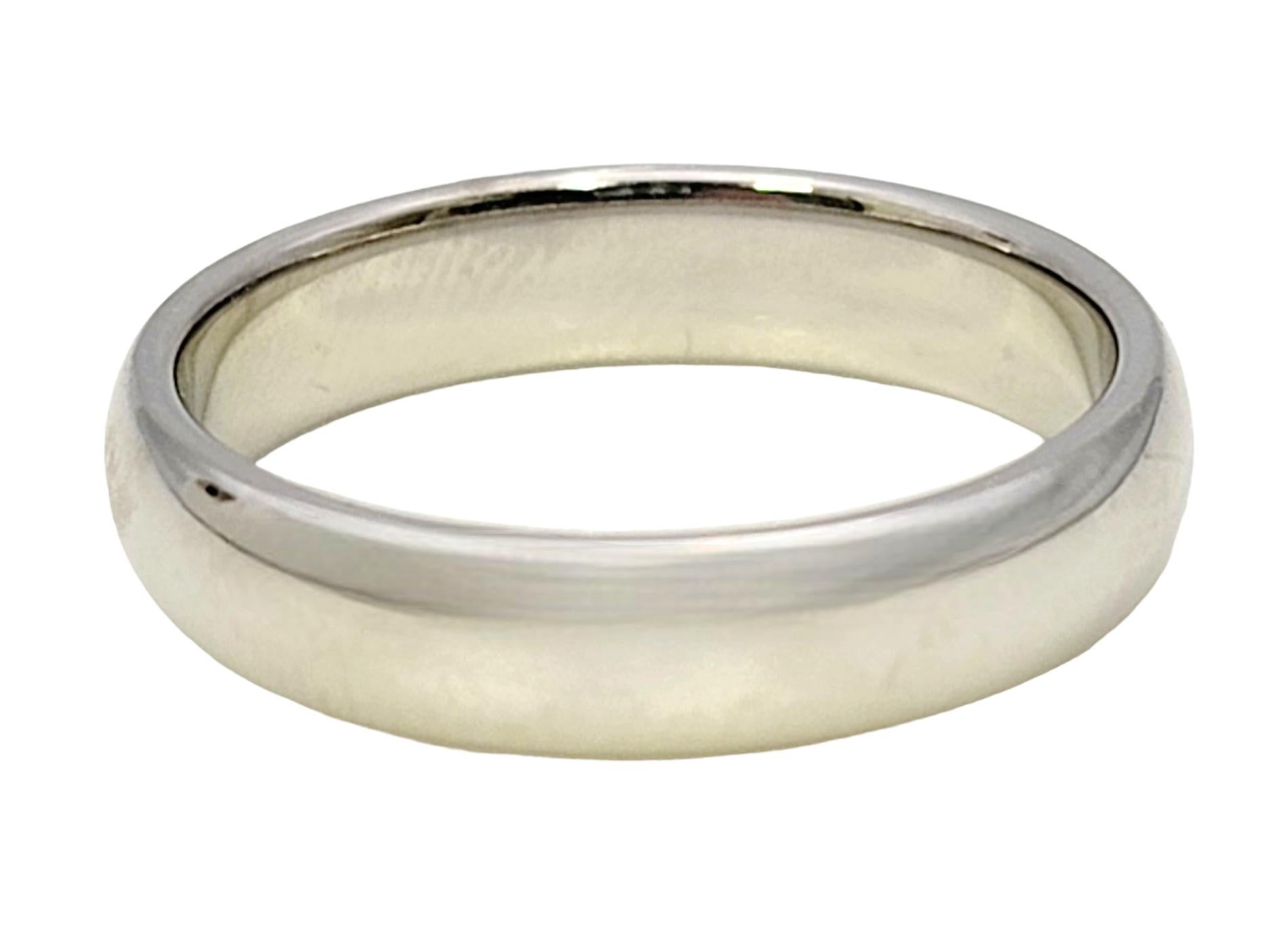 Tiffany & Co. Tiffany 'Forever' Polished Platinum Unisex Wedding Band Ring 8.75 In Good Condition For Sale In Scottsdale, AZ