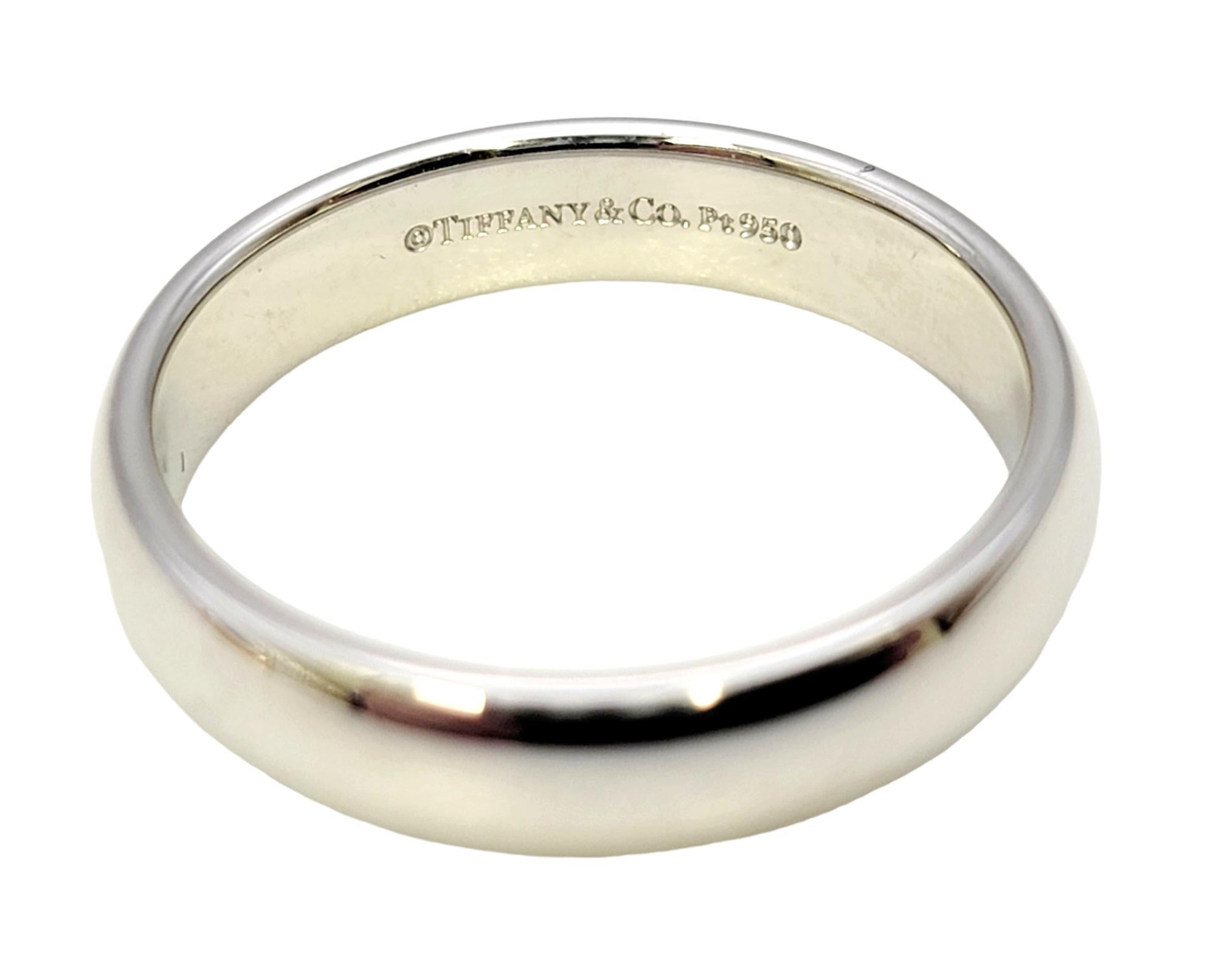 Tiffany & Co. Tiffany 'Forever' Polished Platinum Unisex Wedding Band Ring 8.75 For Sale 1