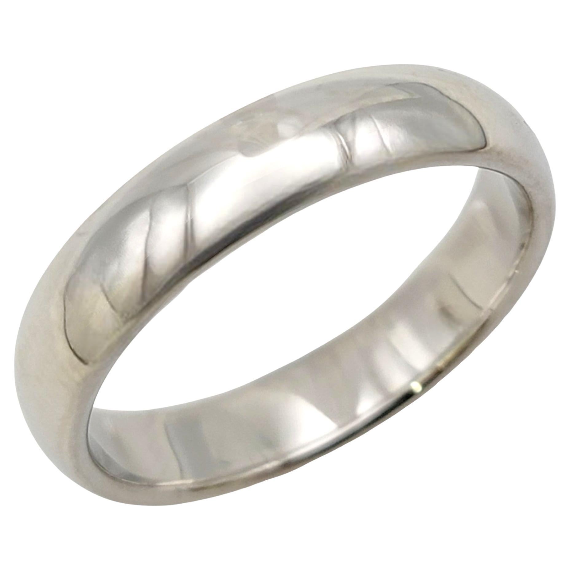 Tiffany & Co. Tiffany 'Forever' Polished Platinum Unisex Wedding Band Ring 8.75 For Sale