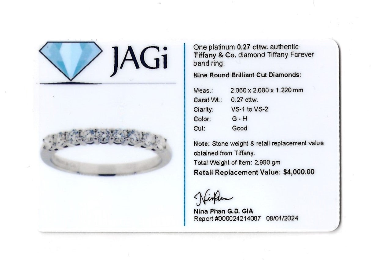 Tiffany & Co. Tiffany Forever Round Diamond Semi-Eternity Band Ring in Platinum For Sale 4