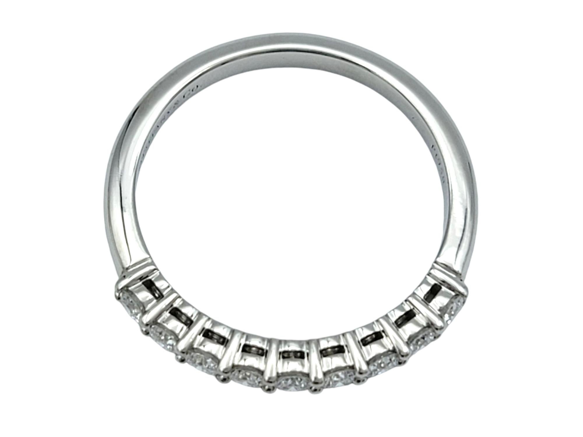 Round Cut Tiffany & Co. Tiffany Forever Round Diamond Semi-Eternity Band Ring in Platinum For Sale