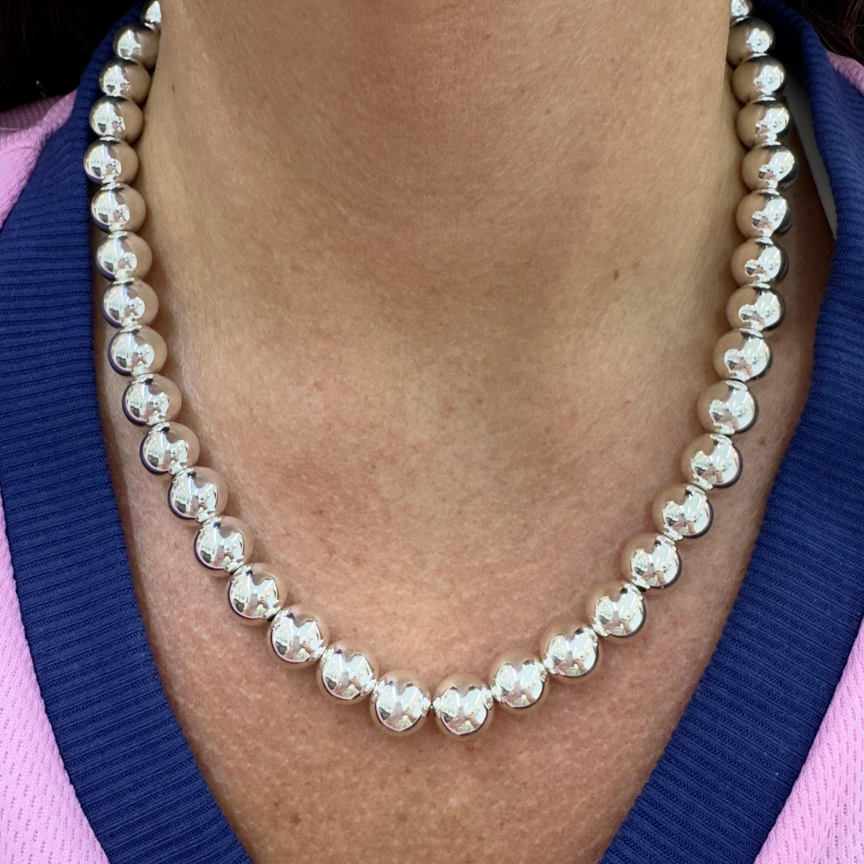 Tiffany & Co. Tiffany Hardwear 925 Sterling Silber abgestufte Kugel Halskette im Angebot 3