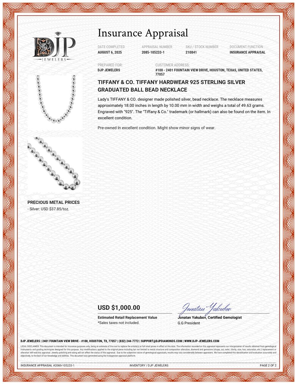 Tiffany & Co. Tiffany Hardwear 925 Sterling Silber abgestufte Kugel Halskette im Angebot 4