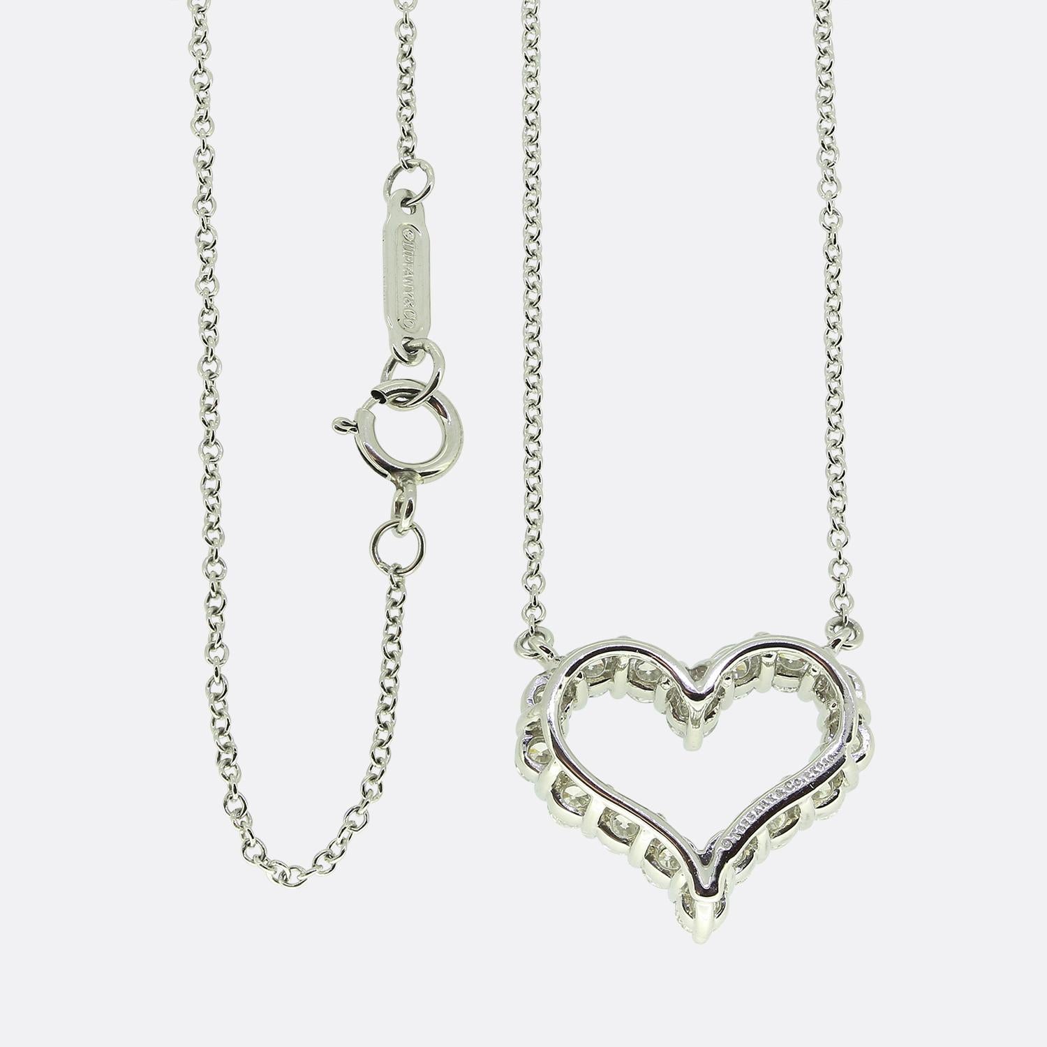 Round Cut Tiffany & Co. Tiffany Hearts Small Diamond Necklace