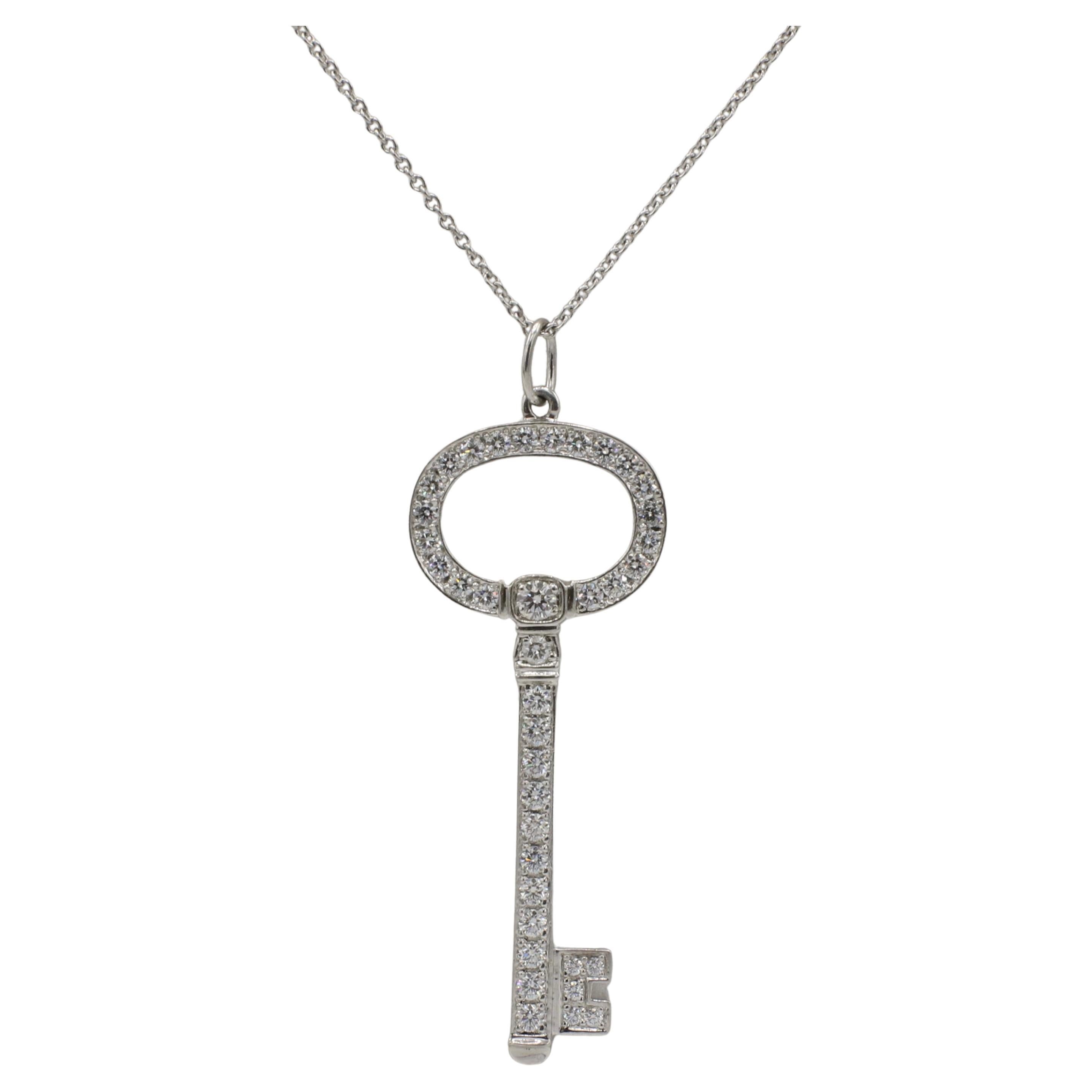 Tiffany & Co. Tiffany Kets Platino Diamante Natural Colgante Gota Collar Largo