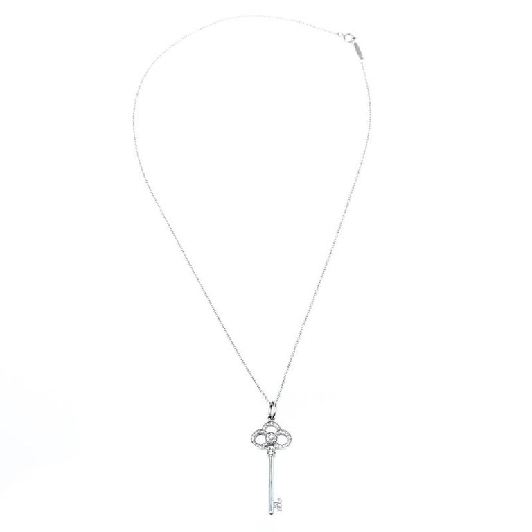 Tiffany and Co. Tiffany Keys Crown Key White Gold and Diamonds Necklace ...