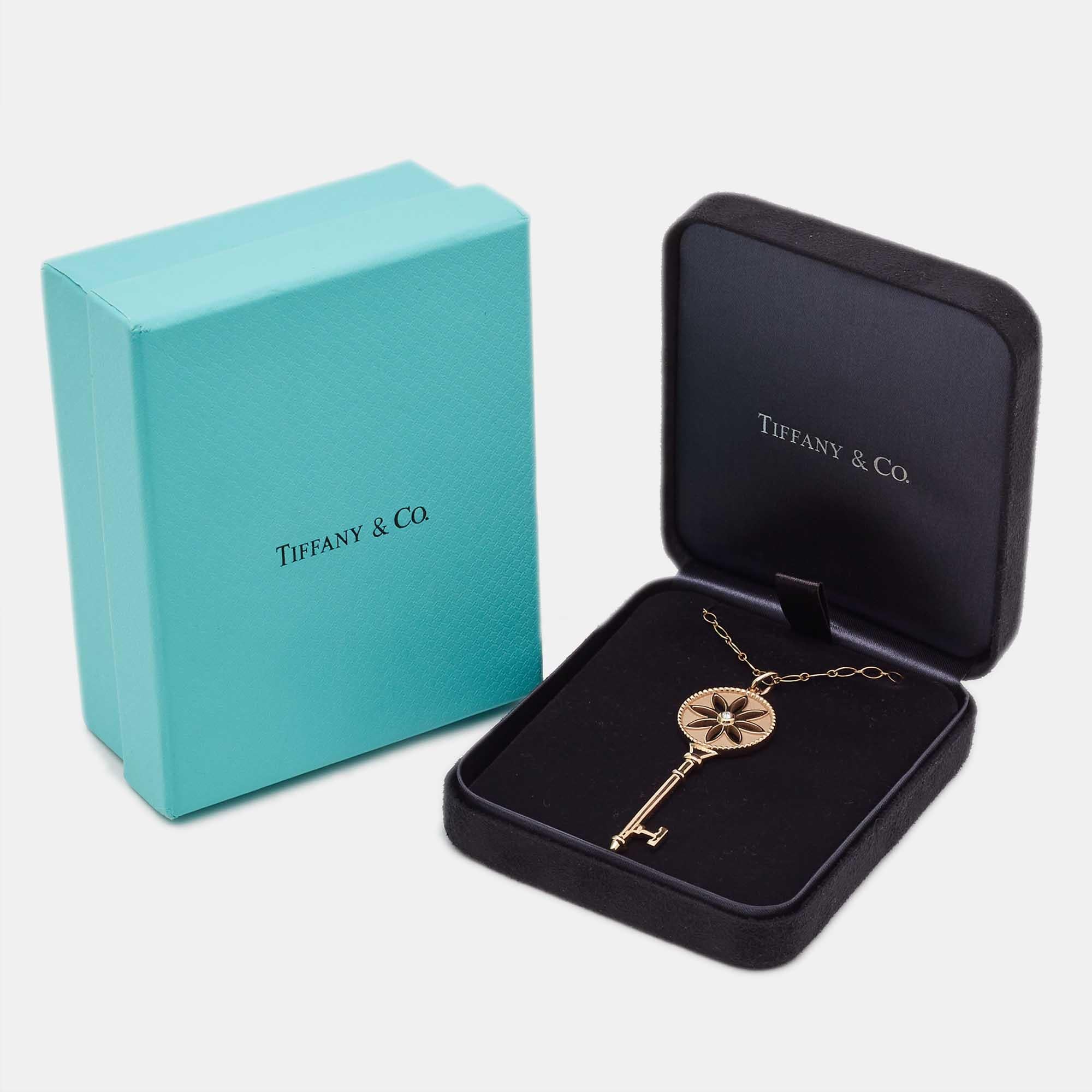 Tiffany & Co. Tiffany Keys Daisy Diamond 18k Rose Gold Long Pendant Necklace For Sale 2