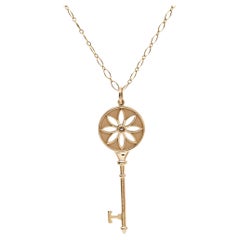 Tiffany & Co. Tiffany Keys Daisy Diamond 18k Rose Gold Long Pendant Necklace