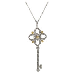Tiffany & Co. Tiffany Keys Hue Diamond 18k Yellow Gold Platinum Pendant Necklace