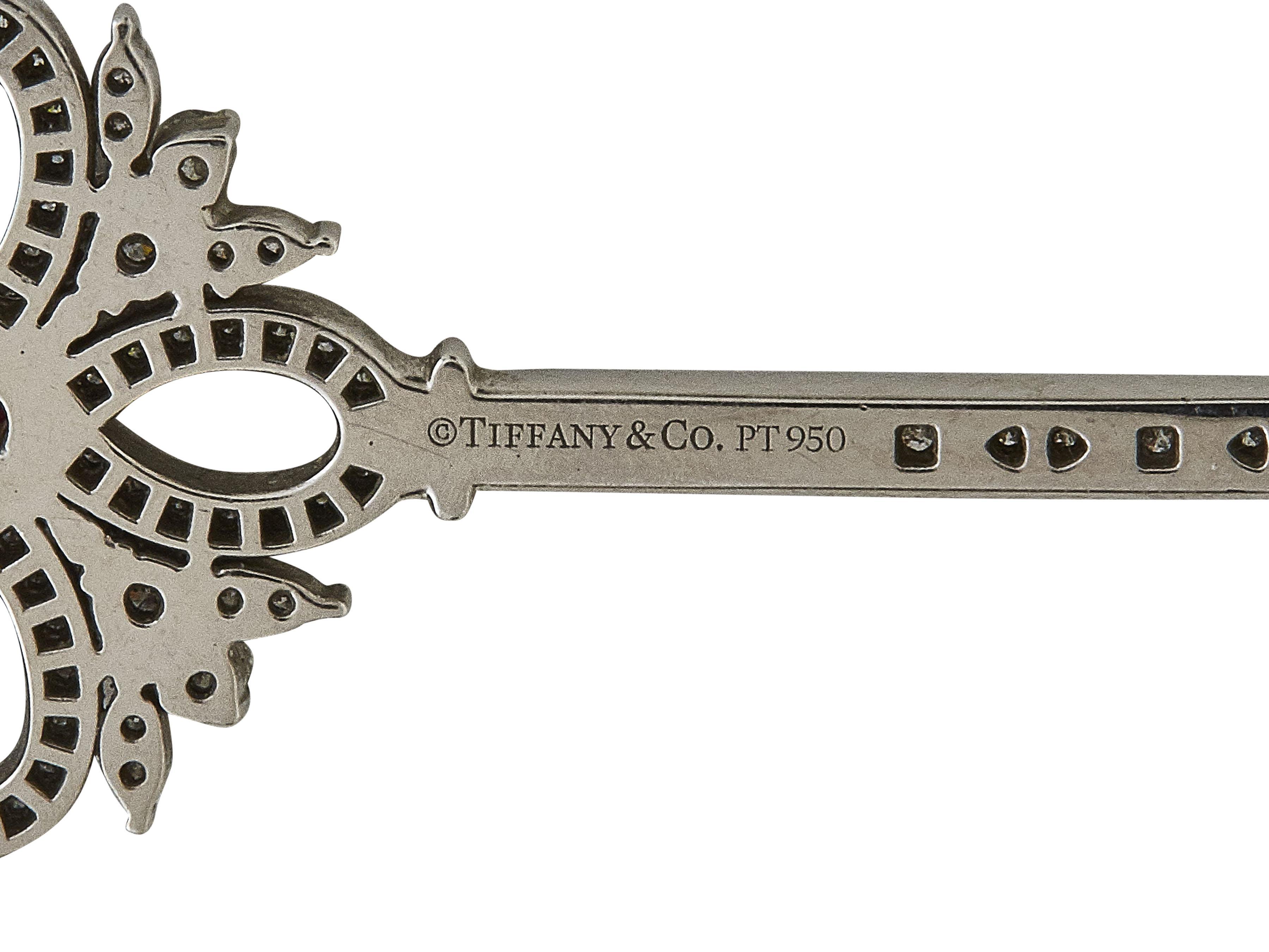da uomo o donna Tiffany & Co. Ciondolo Tiffany Keys in platino con diamante e rubino in vendita