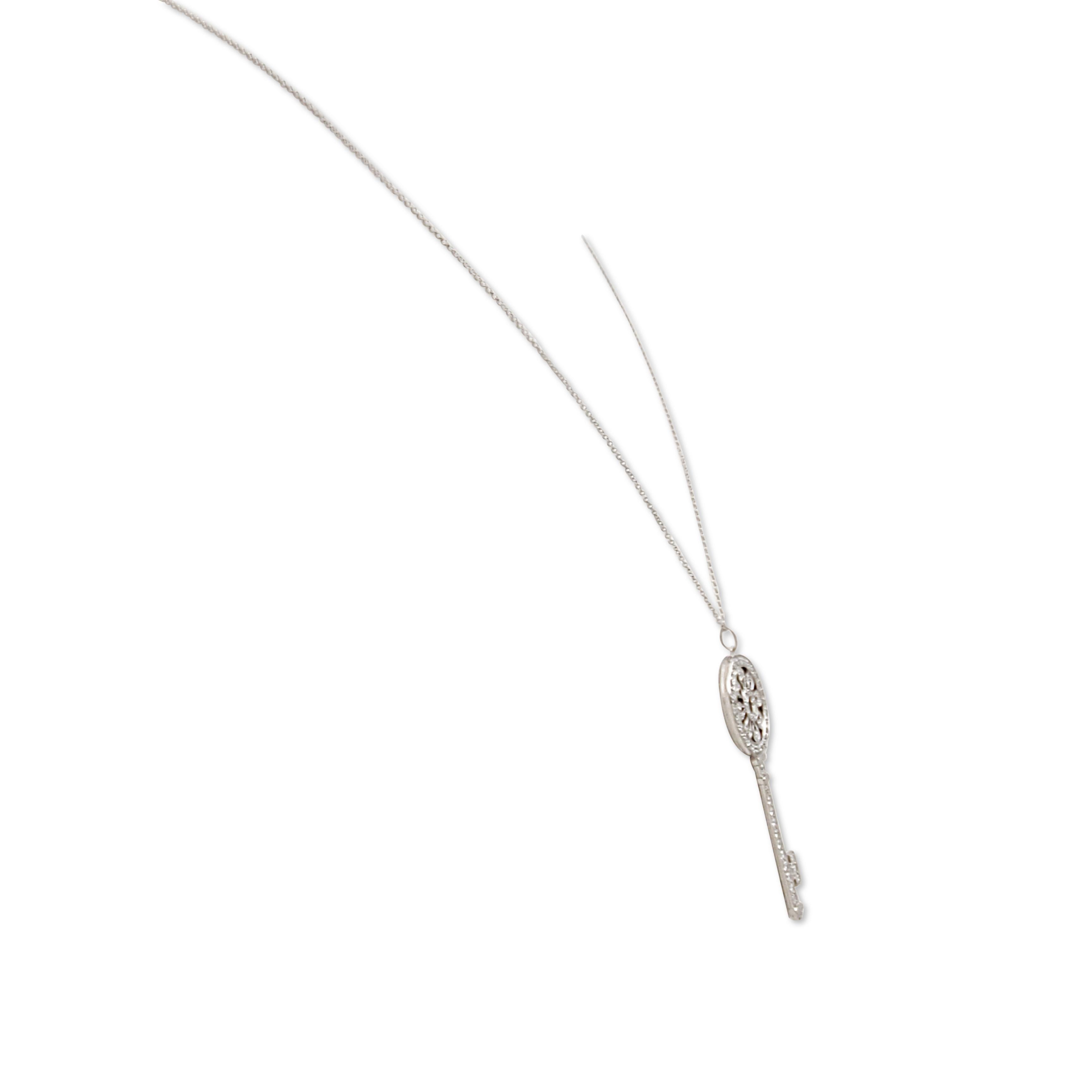 Tiffany & Co. Tiffany Keys 'Petal Key' Platinum Diamond Pendant In Excellent Condition In New York, NY