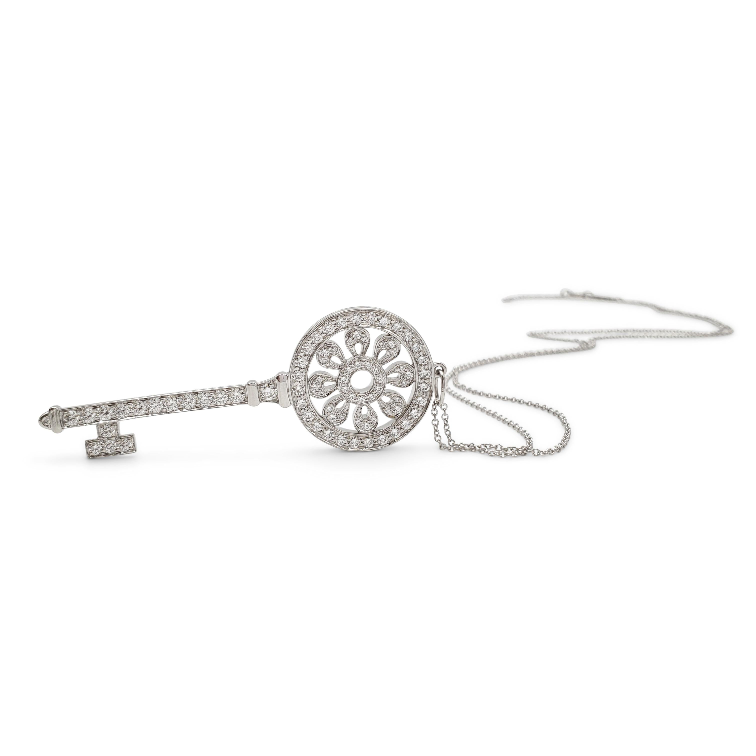Women's or Men's Tiffany & Co. Tiffany Keys 'Petal Key' Platinum Diamond Pendant
