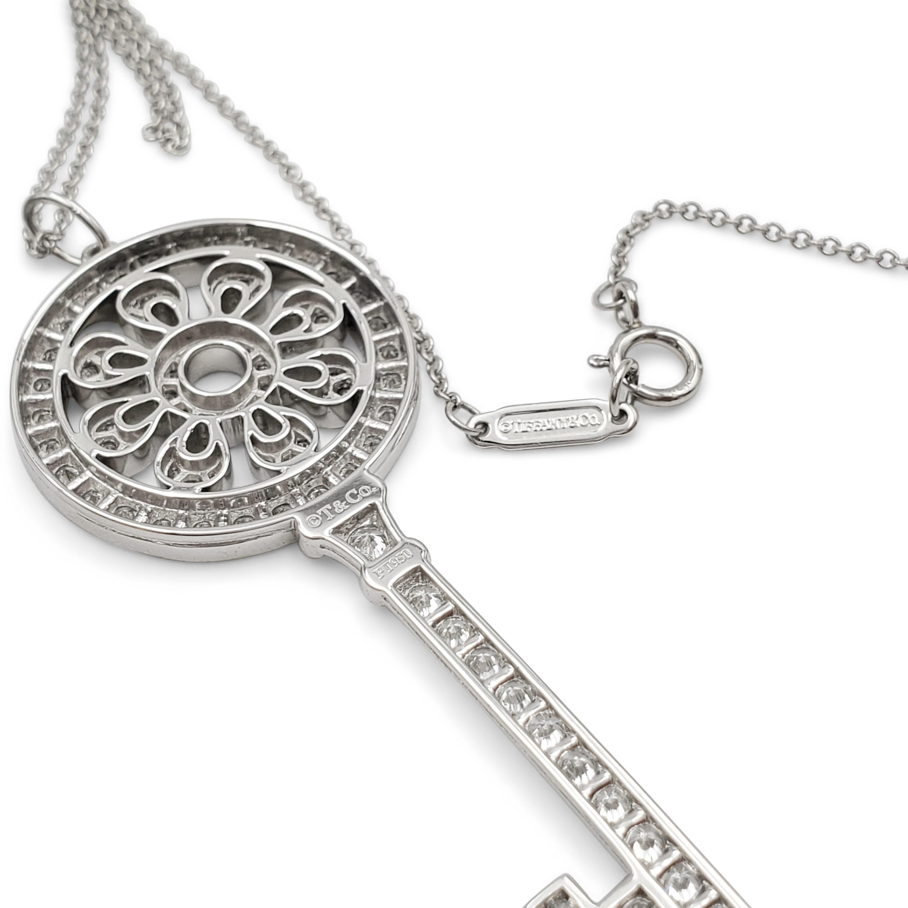 Tiffany & Co. Tiffany Keys 'Petal Key' Platinum Diamond Pendant 1