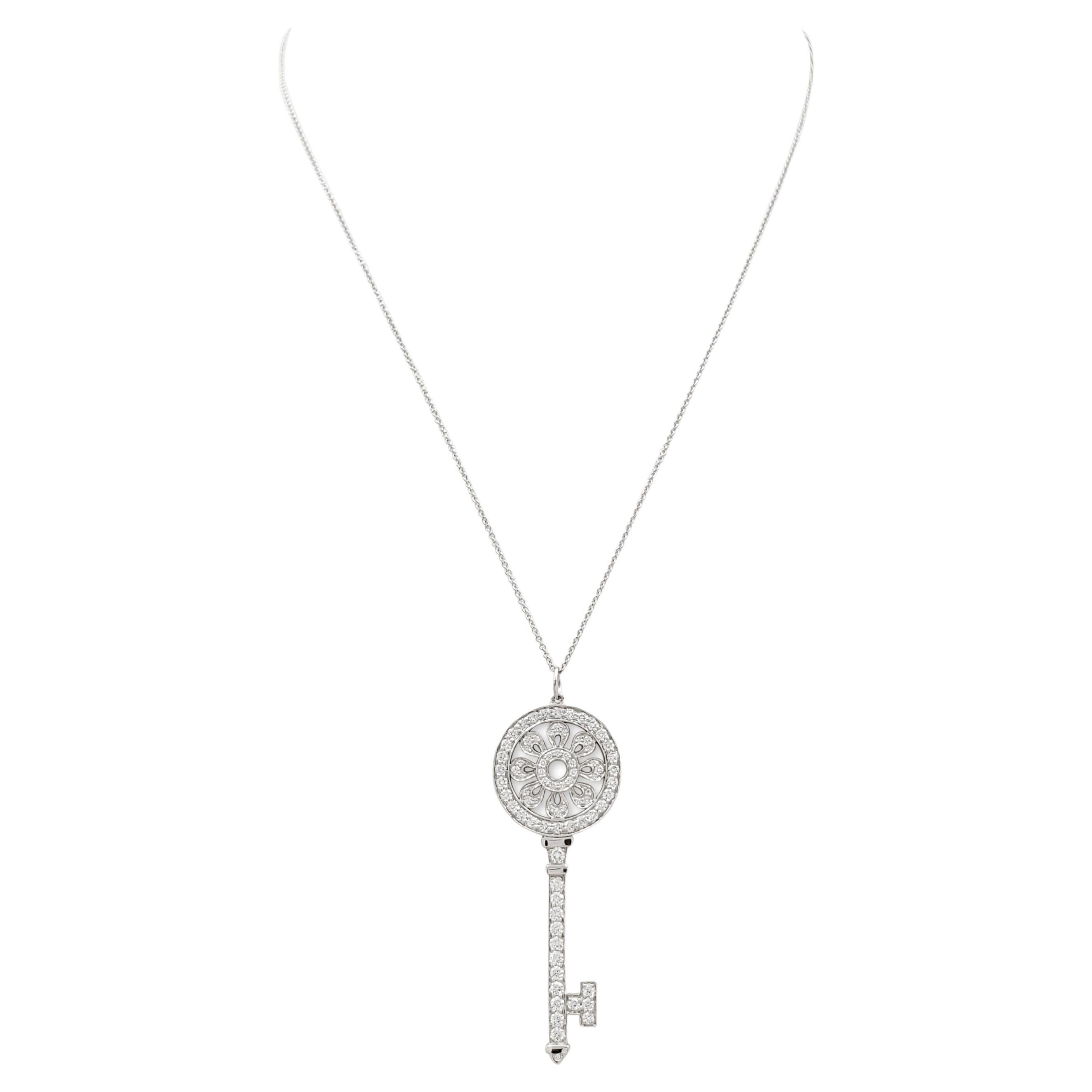 Tiffany & Co. Tiffany Keys 'Petal Key' Platinum Diamond Pendant