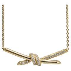 Tiffany & Co. Tiffany Knot 18 Karat Yellow Gold Natural Diamond Pendant Necklace
