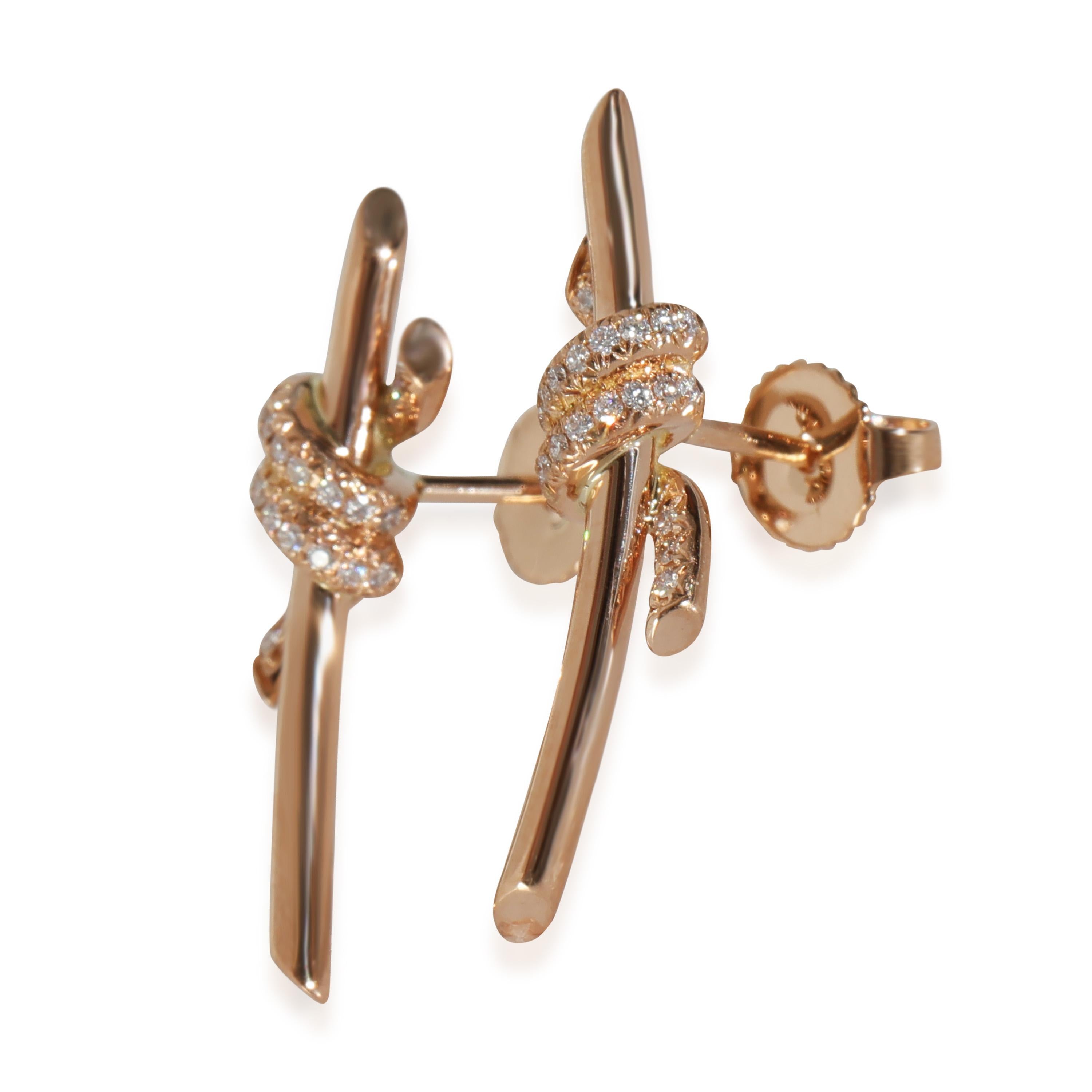 Tiffany & Co. Tiffany Knot Diamond Earrings in 18k Rose Gold 0.09 CTW In Excellent Condition In New York, NY