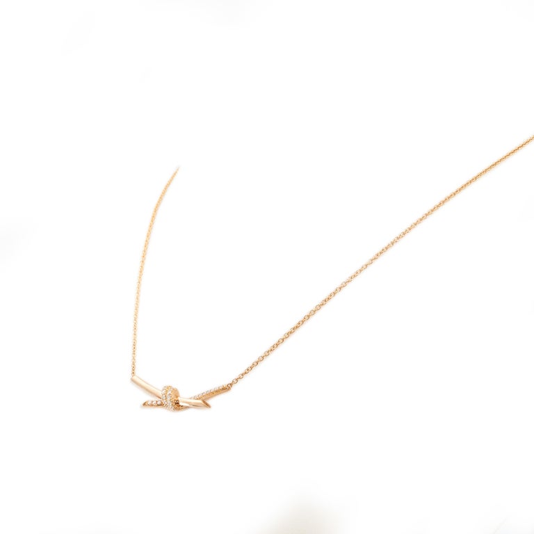 Diamant-Anhnger-Halskette von Tiffany and Co. ''Tiffany Knot'' aus Rosgold  im Angebot bei 1stDibs