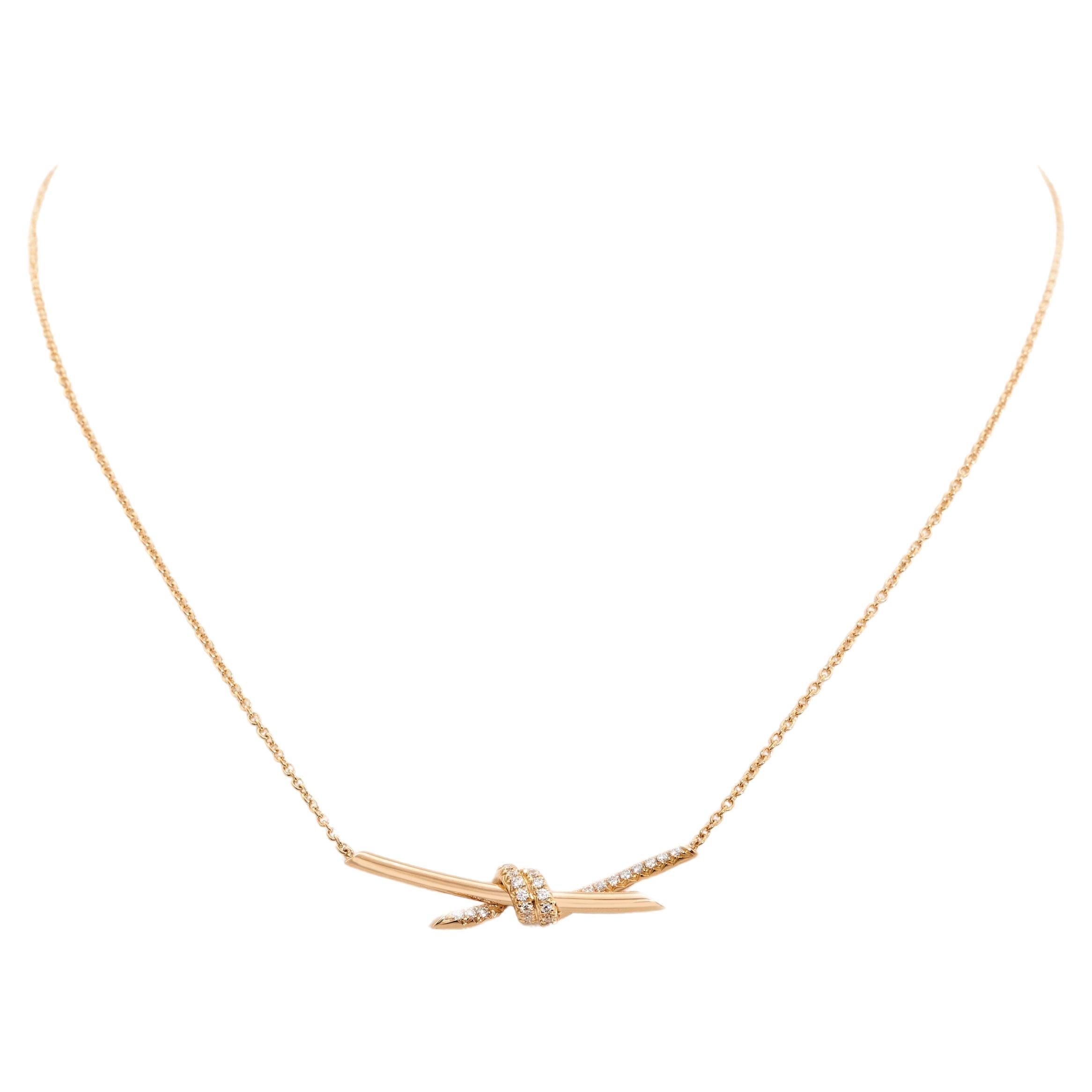 Tiffany & Co. 'Tiffany Knot' Rose Gold Diamond Pendant Necklace