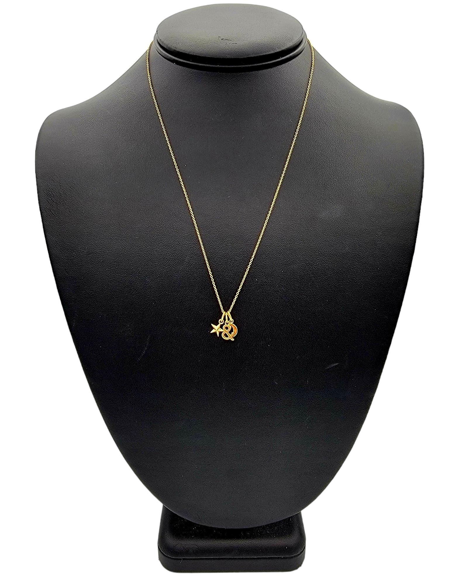 Tiffany & Co. Tiffany Love Moon and Star Charm Necklace in 18 Karat Rose Gold In Good Condition In Scottsdale, AZ