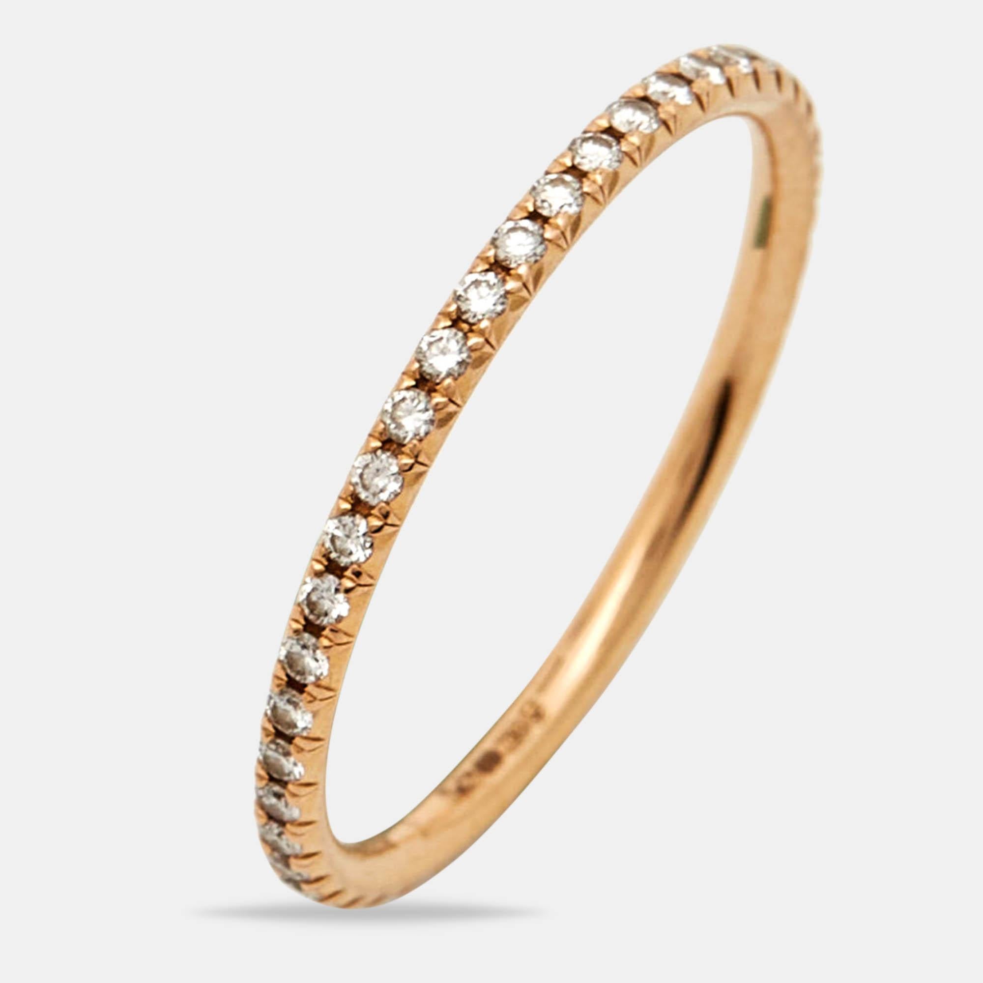 Tiffany & Co. Tiffany Metro Diamond 18k Rose Gold Ring Size 53 In Good Condition In Dubai, Al Qouz 2