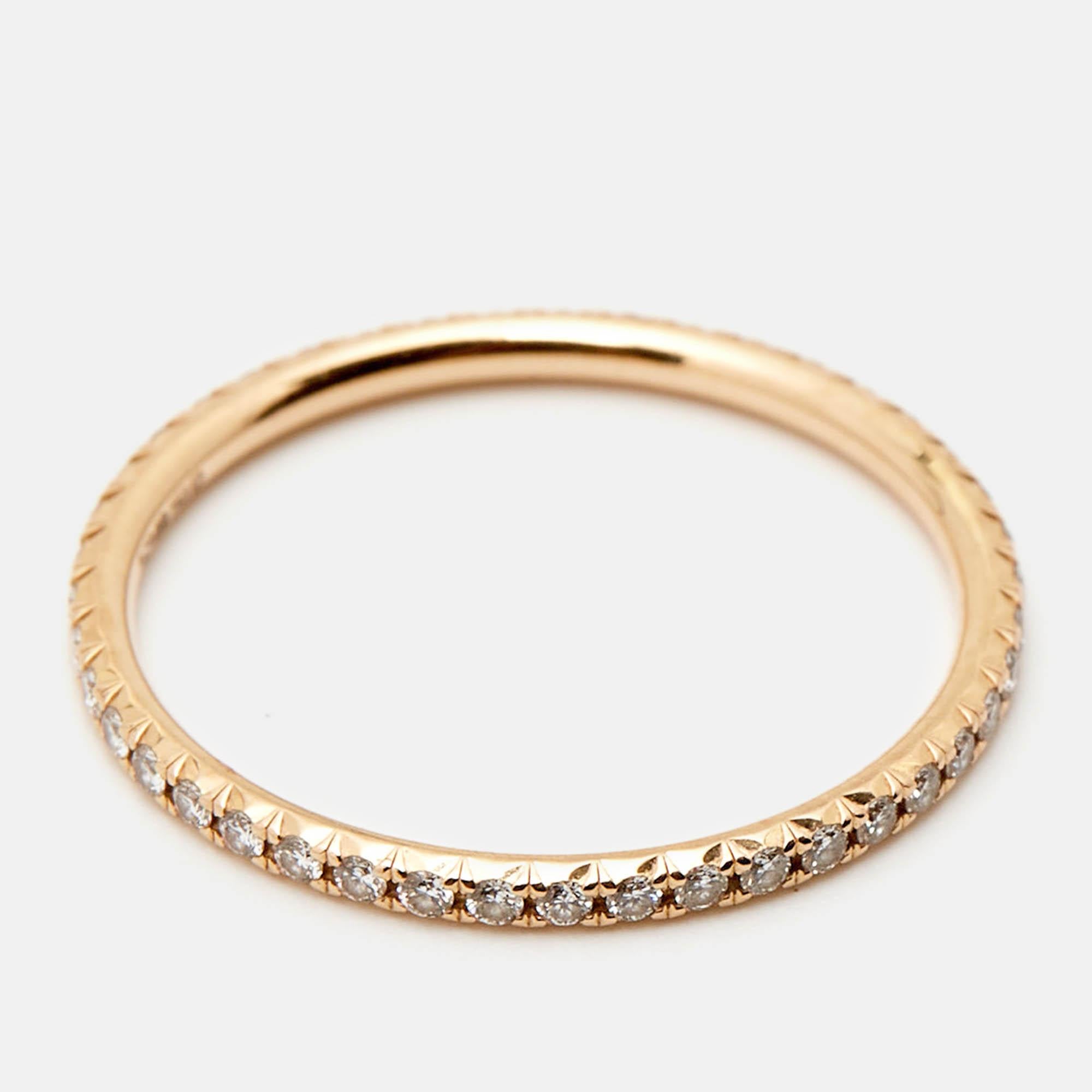 Women's Tiffany & Co. Tiffany Metro Diamond 18k Rose Gold Ring Size 53