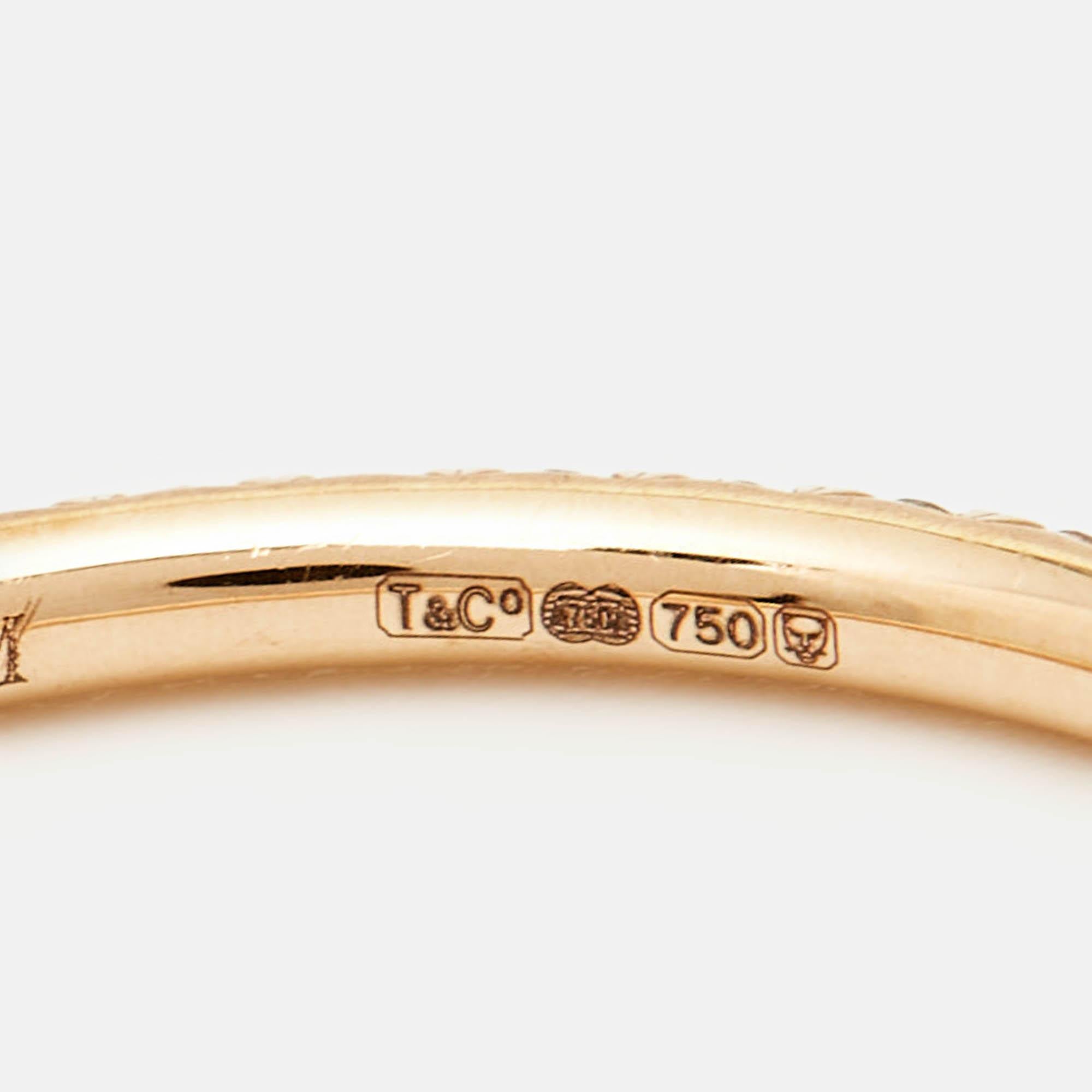 Tiffany & Co. Tiffany Metro Diamond 18k Rose Gold Ring Size 53 1