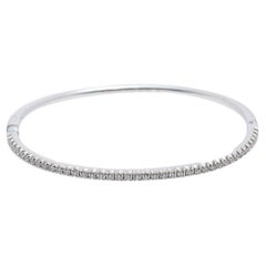 Tiffany & Co. Tiffany Metro Diamond 18k White Gold Hinged Bangle Bracelet