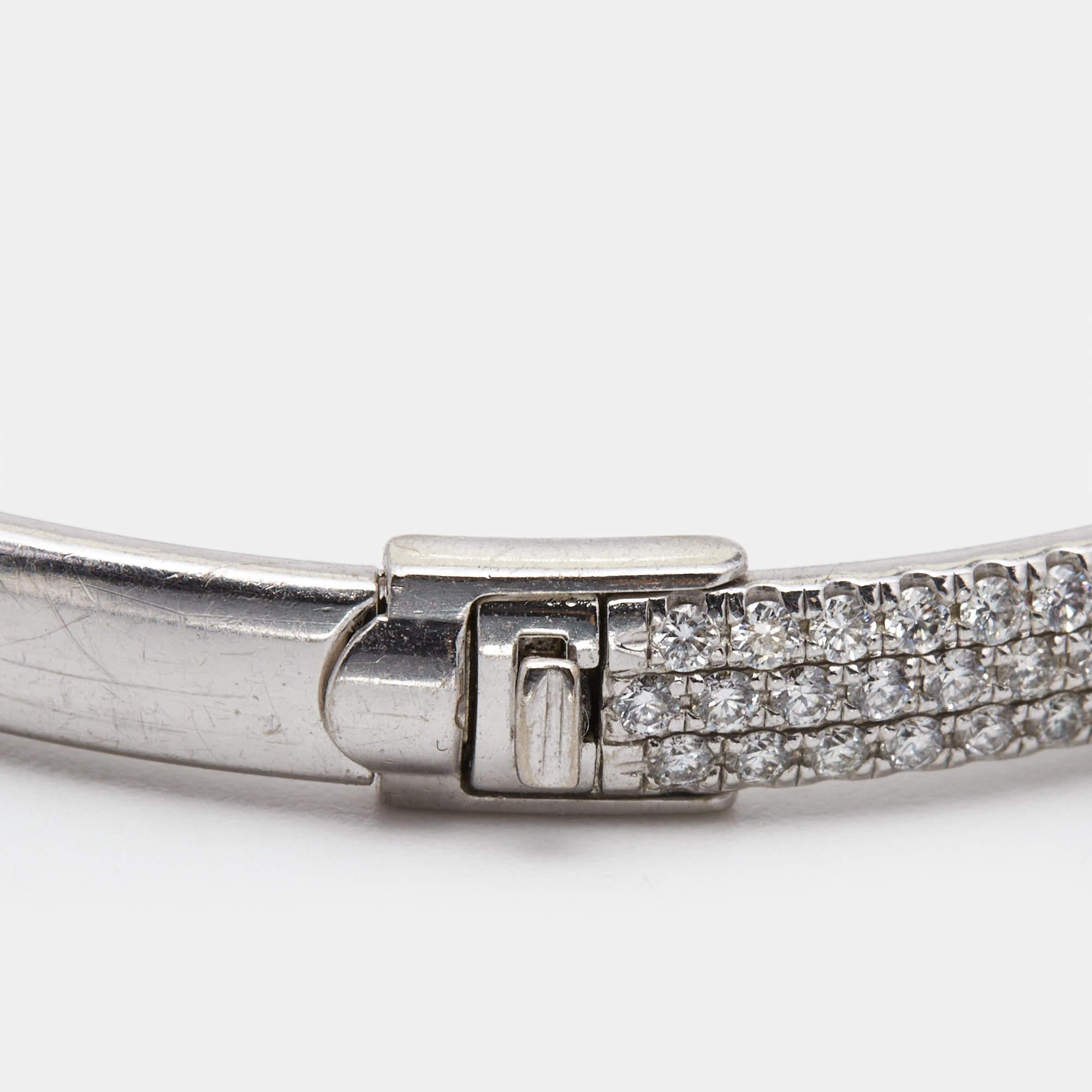 Tiffany & Co. Tiffany Metro Three Row Diamonds 18k White Gold Bracelet In Good Condition For Sale In Dubai, Al Qouz 2
