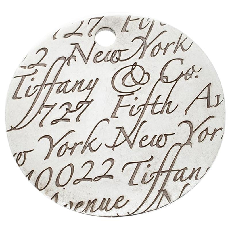 Tiffany & Co. Tiffany Notes Fifth Avenue New York Engraved Circular Pendant