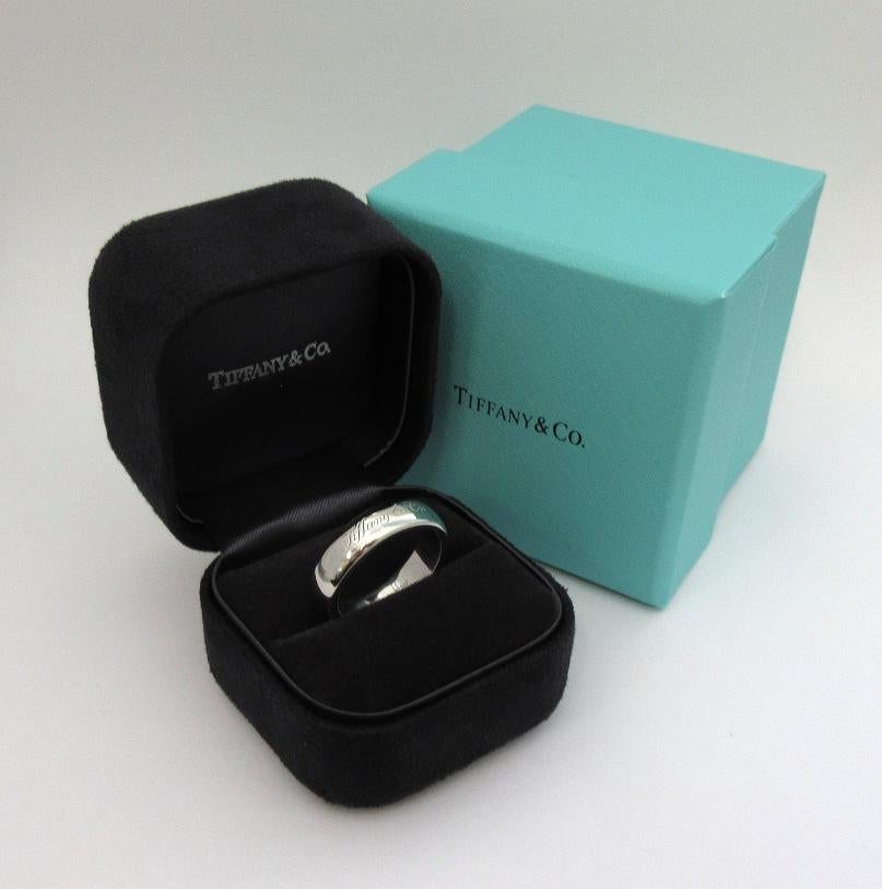 TIFFANY & Co. TIFFANY Notes Platinum 6mm Lucida Wedding Band Ring 9 2
