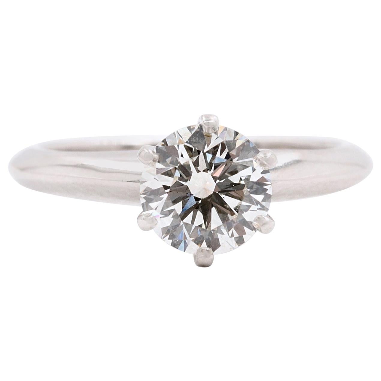 Tiffany & Co. Tiffany Round Diamond 1.00 Carat Engagement Ring Platinum