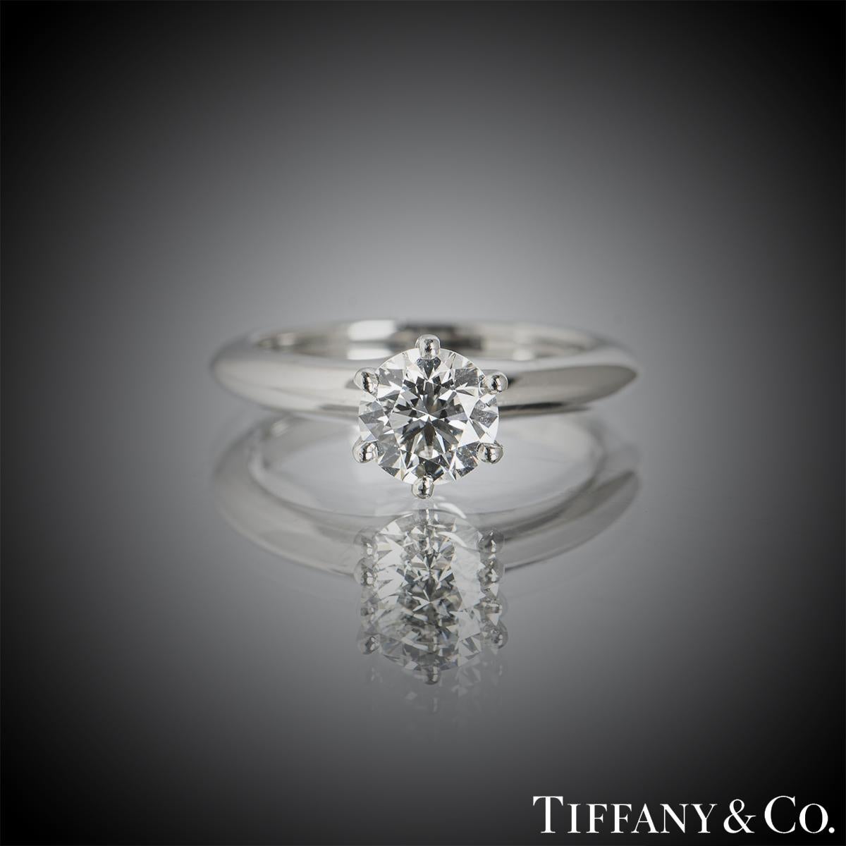 Round Cut Tiffany & Co. Tiffany Setting Diamond Solitaire Engagement Ring 1.00 Ct H/VVS1 For Sale