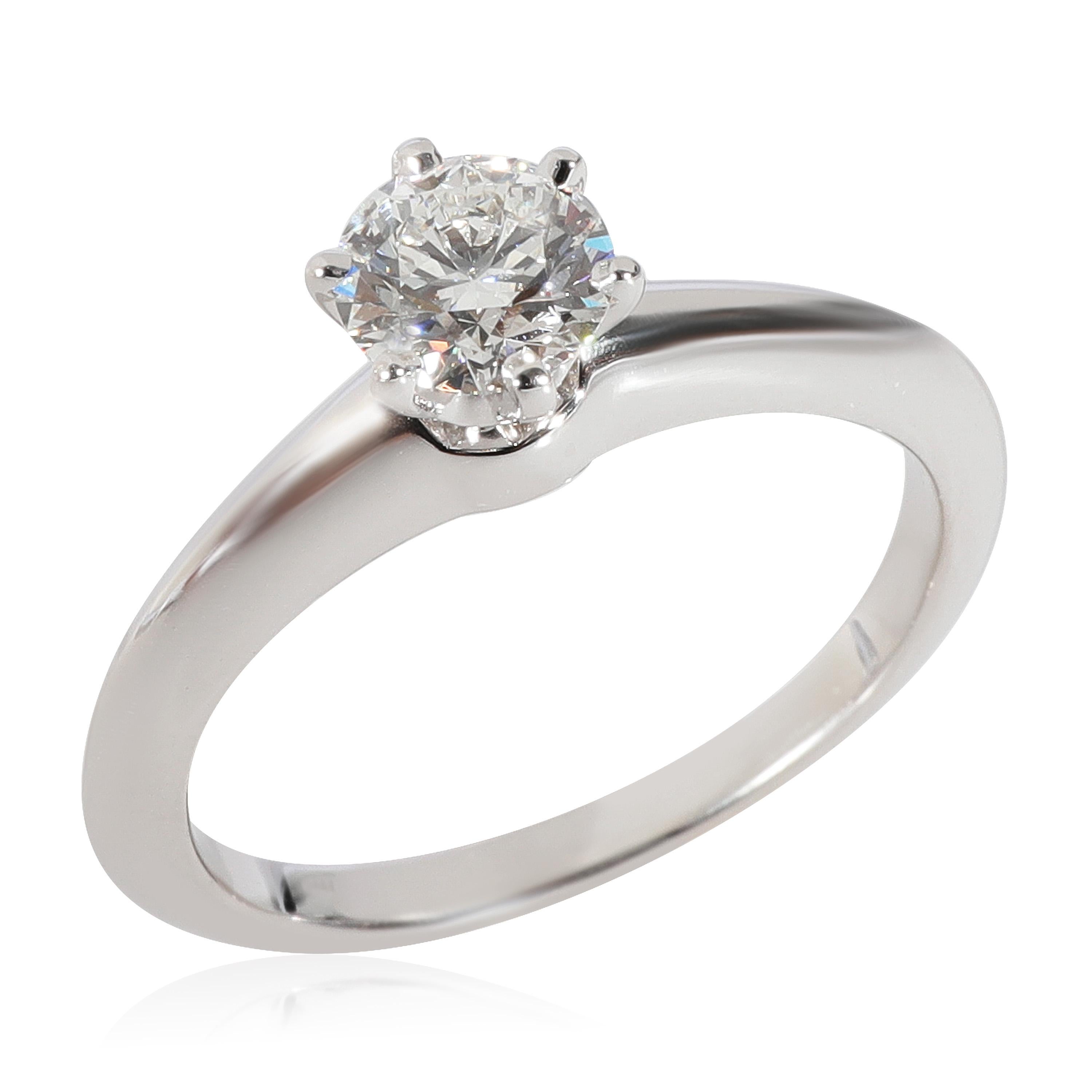 Tiffany & Co. Tiffany Setting Diamond Solitaire Ring in 950 Platinum H VS2 0.58 In Excellent Condition For Sale In New York, NY