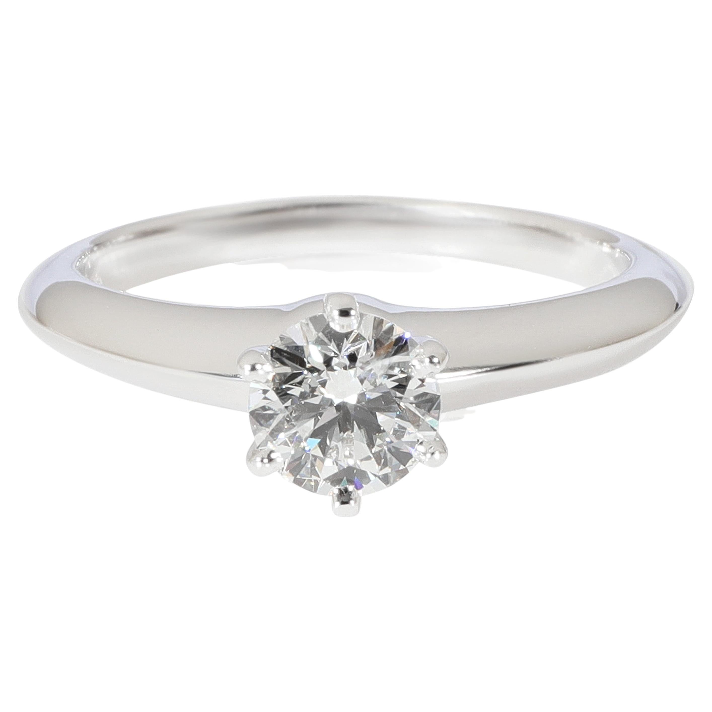 Tiffany & Co. Tiffany Setting Diamond Solitaire Ring in 950 Platinum H VS2 0.58 For Sale