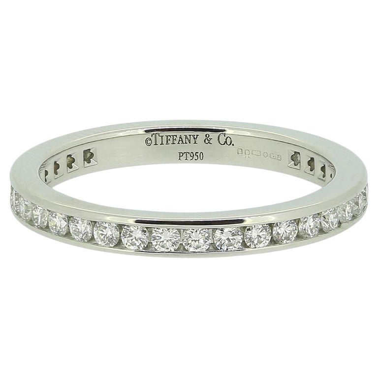 Tiffany and Tiffany Setting Diamond Wedding Band Ring Size H