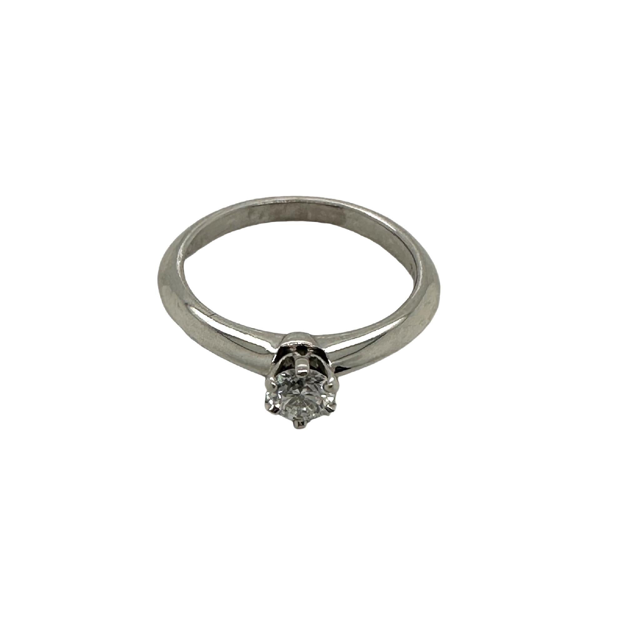 Tiffany & Co Tiffany Setting Round Diamond 0.21 cts E VS1 Engagement Ring Plat For Sale 6