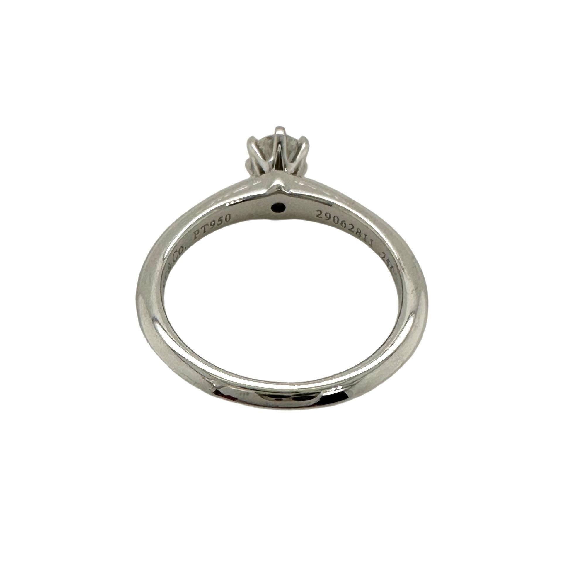Tiffany & Co Tiffany Setting Round Diamond 0.25 cts E VS1 Engagement Ring Plat For Sale 2