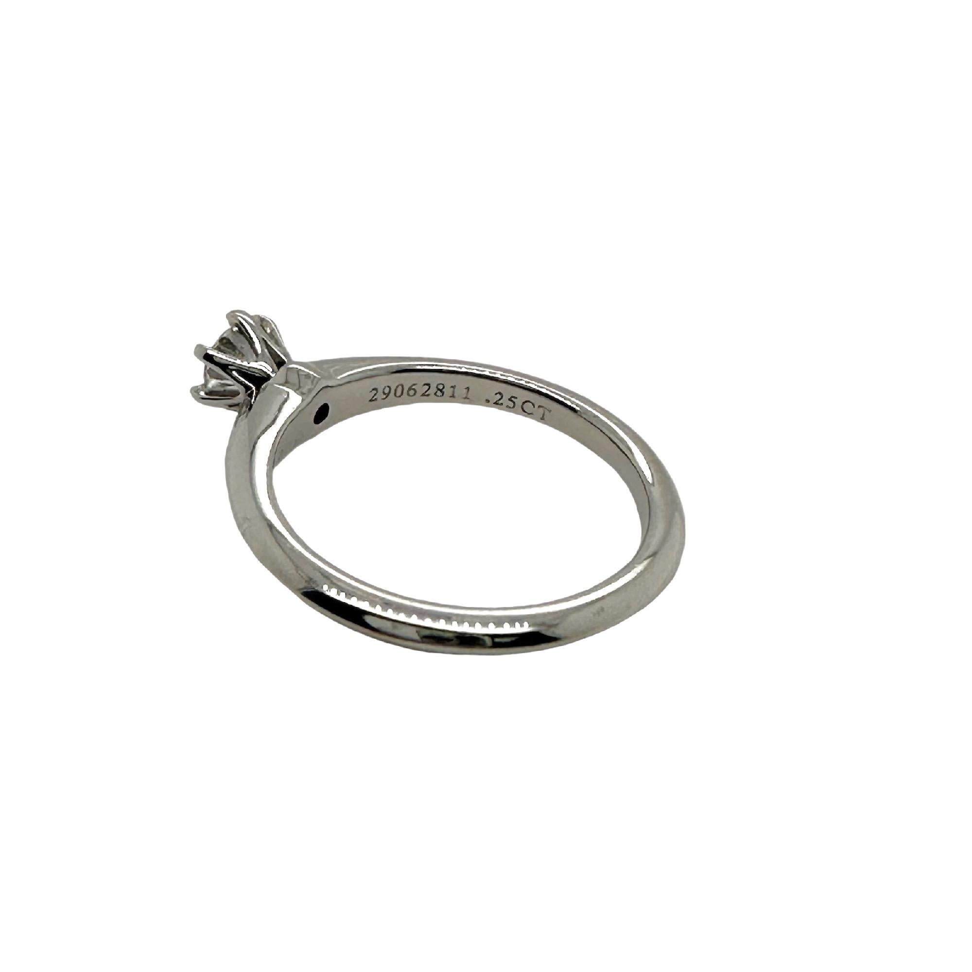 Tiffany & Co Tiffany Setting Round Diamond 0.25 cts E VS1 Engagement Ring Plat For Sale 3