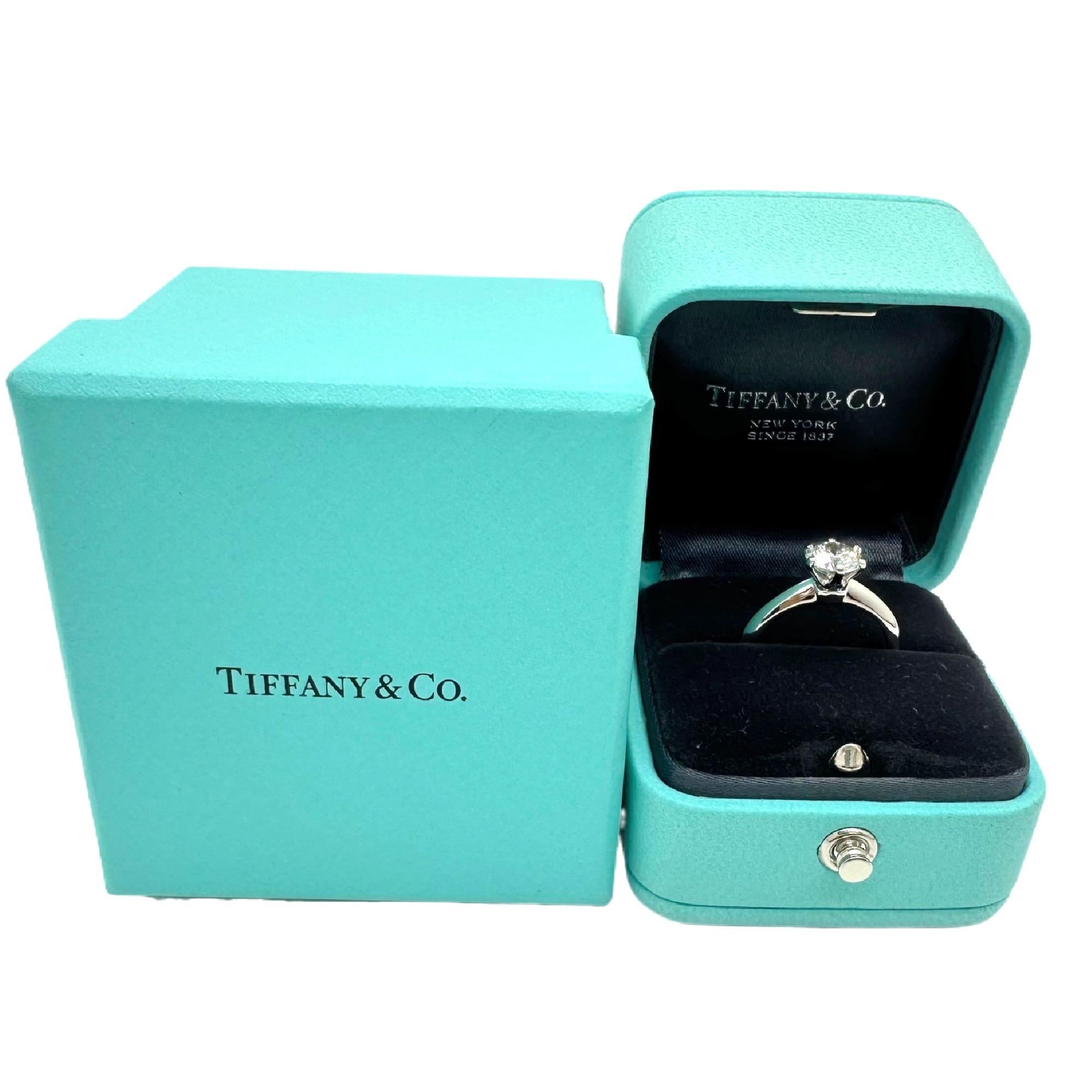Tiffany & Co Tiffany Setting Round Diamond 1.01 CTS H VS2 Engagement Ring Plat For Sale 6