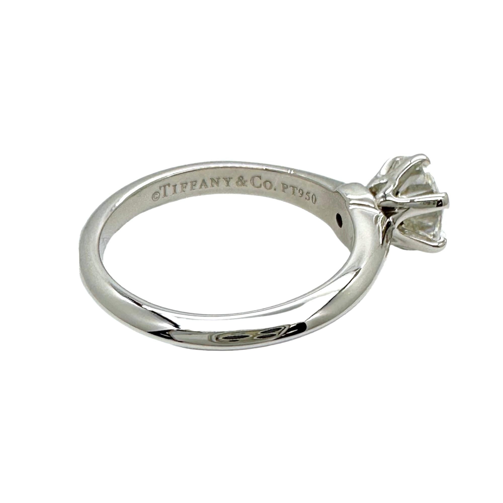 Tiffany & Co Tiffany Setting Round Diamond 1.01 CTS H VS2 Engagement Ring Plat For Sale 7