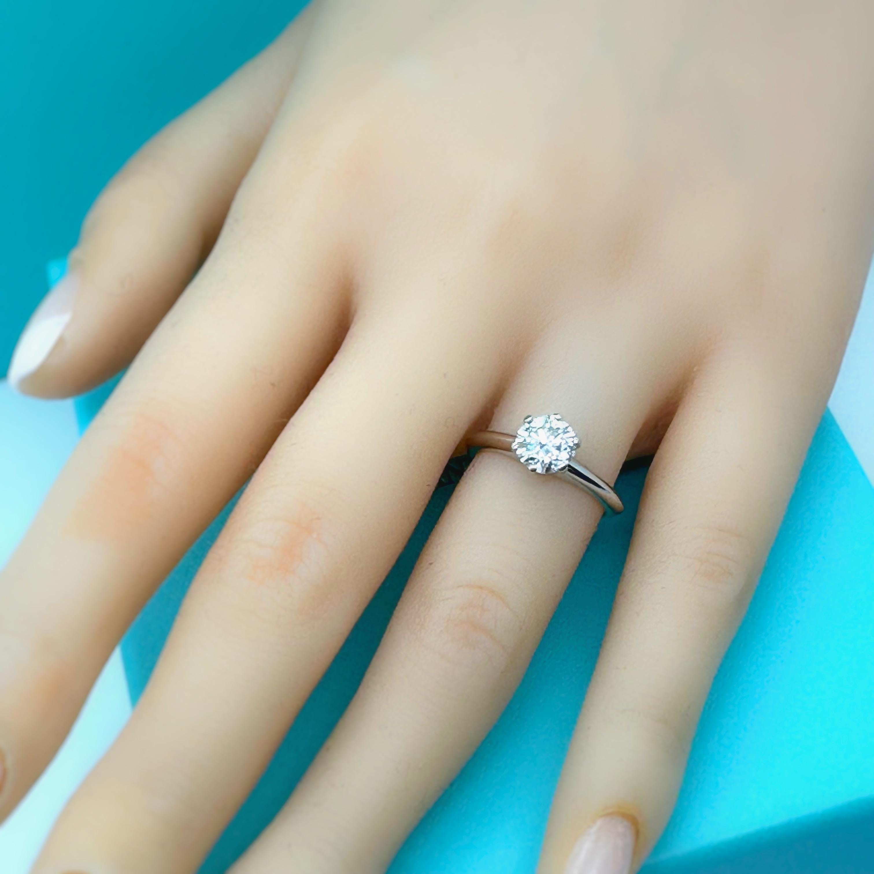 Tiffany & Co Tiffany Setting Round Diamond 1.01 CTS H VS2 Engagement Ring Plat For Sale 13