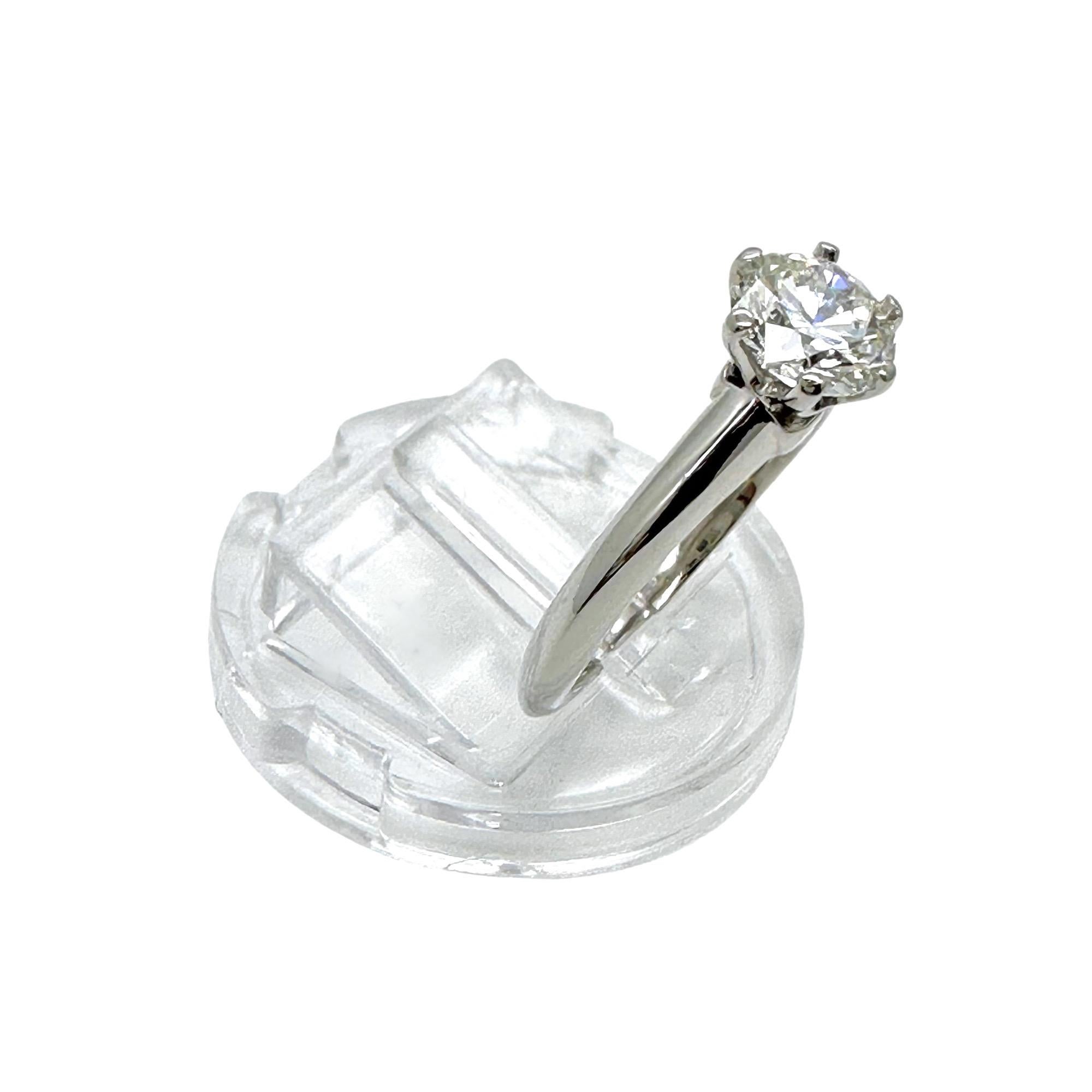 Tiffany & Co Tiffany Setting Round Diamond 1.01 CTS H VS2 Engagement Ring Plat For Sale 3
