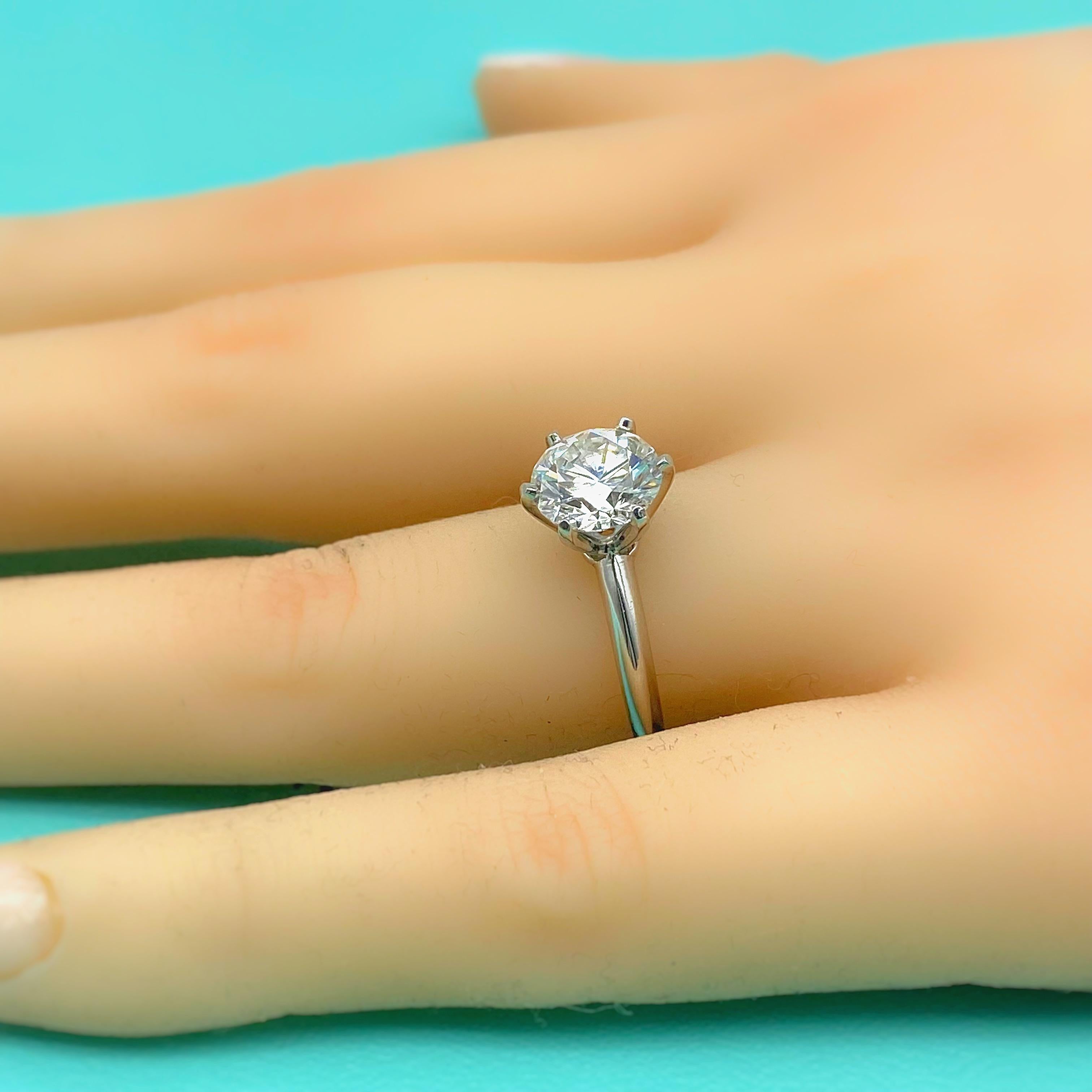 Tiffany & Co Tiffany Setting Round Diamond 2.08 Cts F VVS2 Engagement Ring Plat For Sale 2