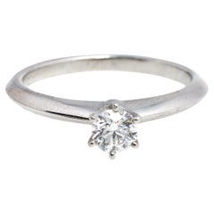 Tiffany & Co. Tiffany Setting Solitaire Diamond Platinum Engagement Ring Size 50
