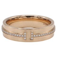 Tiffany & Co. Tiffany T 18 Karat Rose Gold Diamond "T" Band Ring