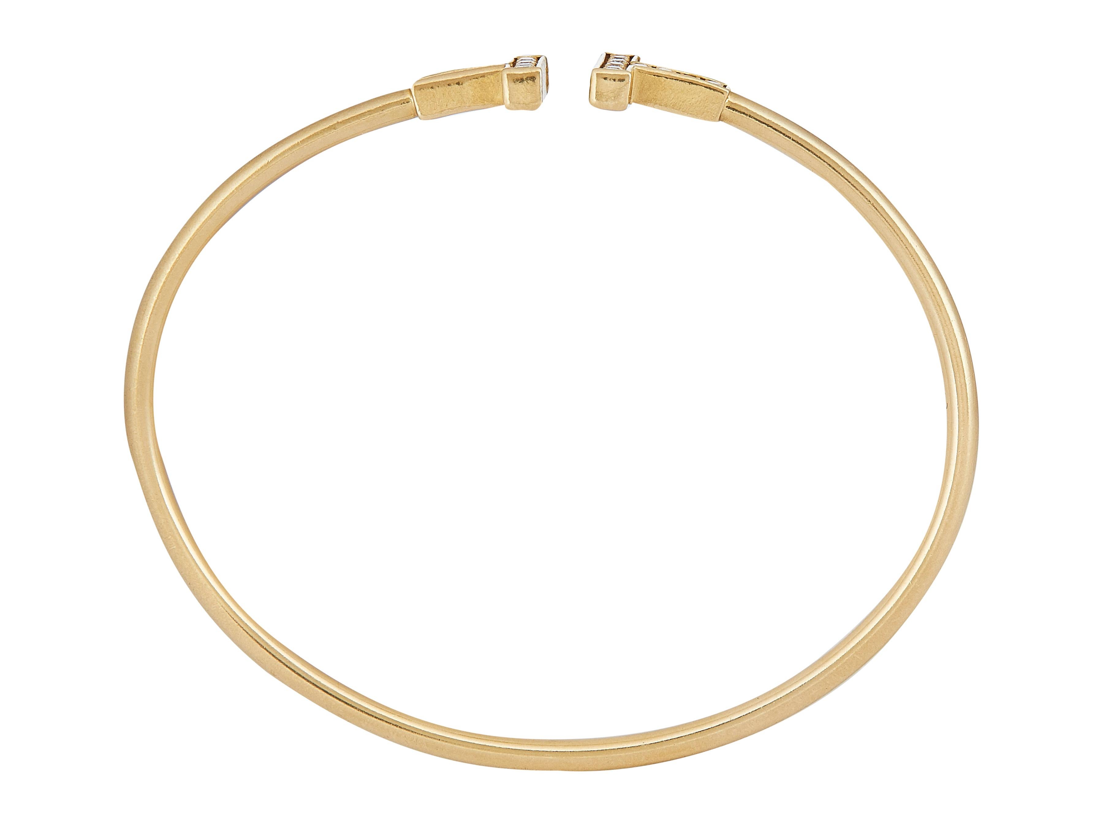 Women's or Men's Tiffany & Co. Tiffany T 18K Yellow Gold Diamond Wire Bracelet Size Medium For Sale