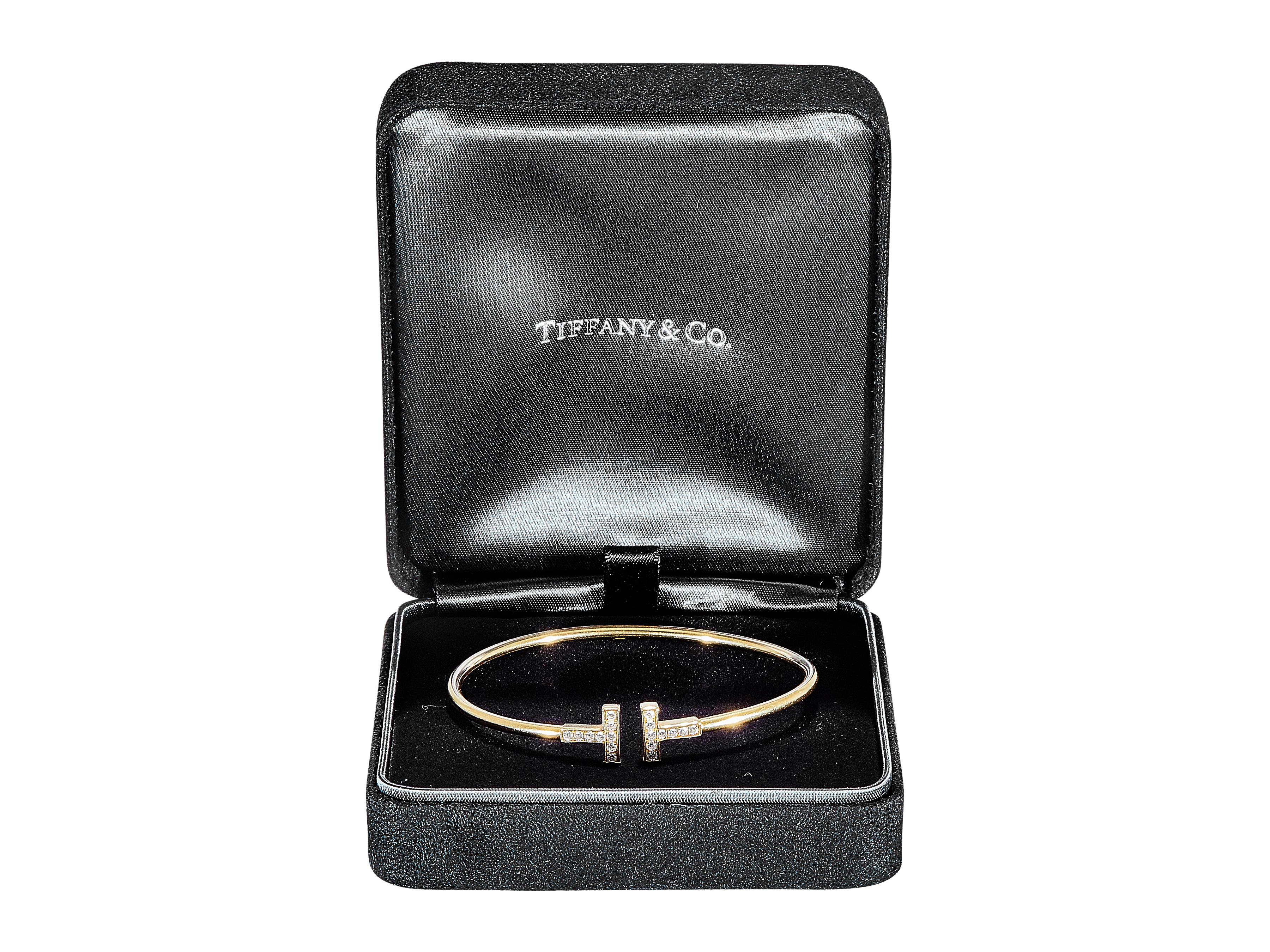 Tiffany & Co. Tiffany T 18K Yellow Gold Diamond Wire Bracelet Size Medium For Sale 2