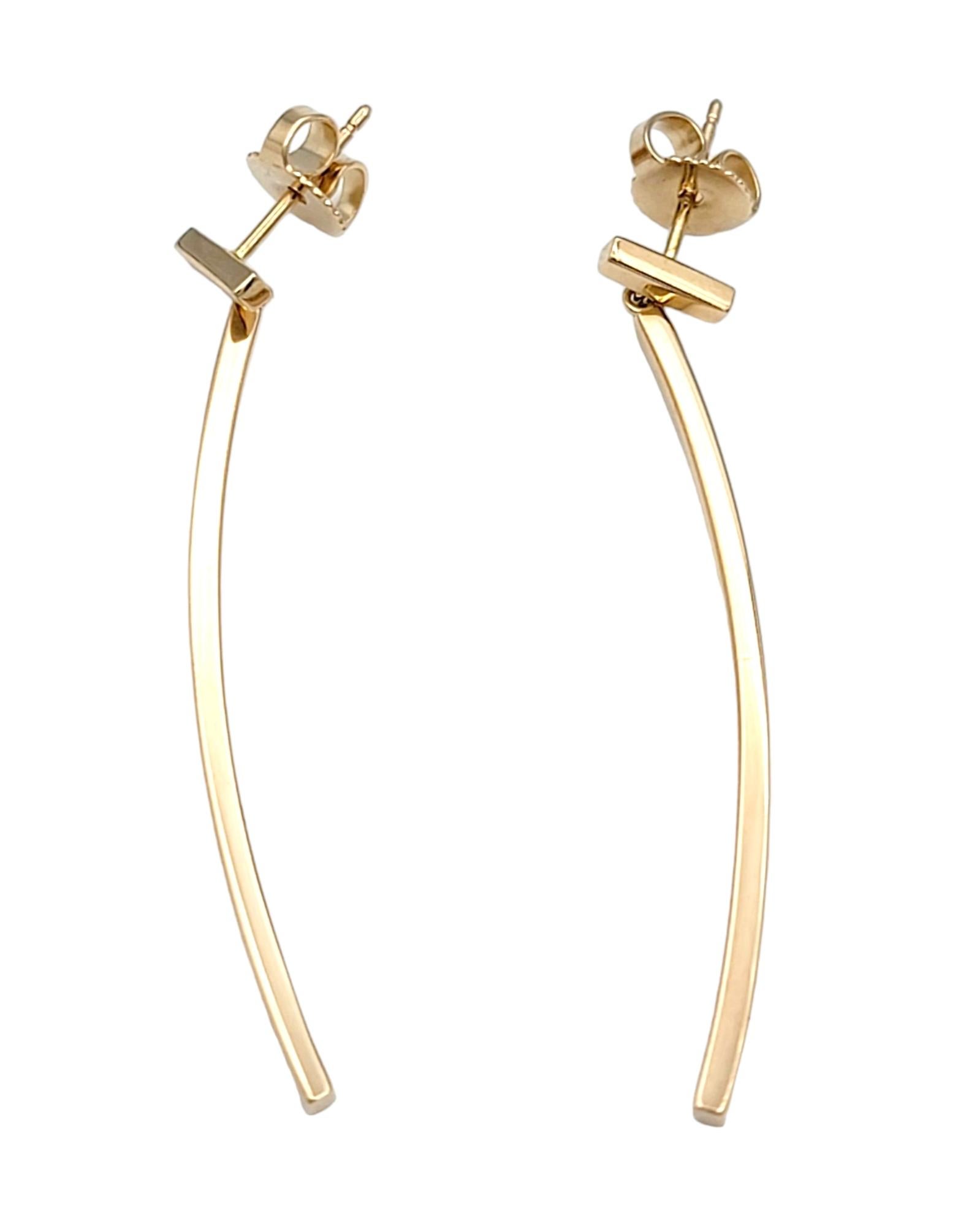 Tiffany & Co. Tiffany 'T' Bar Drop Pierced Earrings in 18 Karat Rose Gold In Good Condition For Sale In Scottsdale, AZ